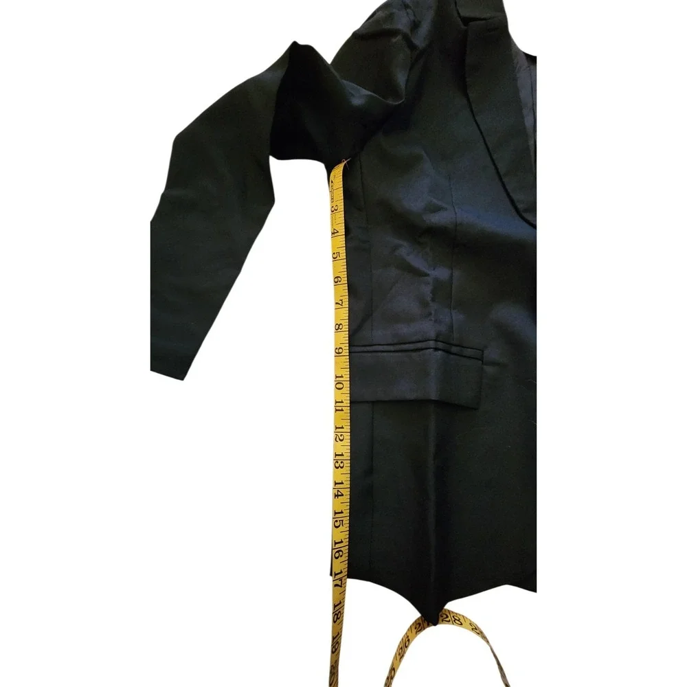 AOHUAFENG Mens Black 2 Piece Suit Set Single Button Blazer and Trousers Size M